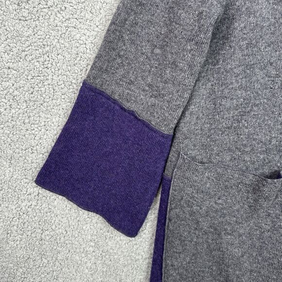 Elisa Rivera Wool Blend Cardigan Sweater Large Gray Purple Colorblock Lagenlook - Picture 7 of 13